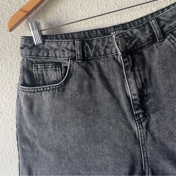 Nasty Gal Baggy Denim Shorts Women’s 10 Black Stonewashed High Waisted Cotton - Picture 4 of 12